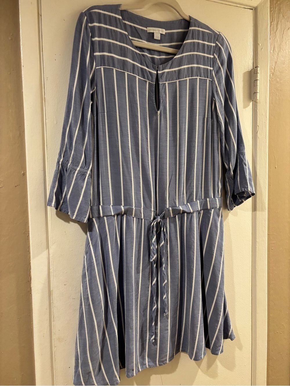 New York & Company Blue and White Striped Mini Dress